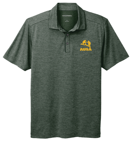 Port Authority Shadow Stripe Polo — Deep Forest Green — Yellow Logo