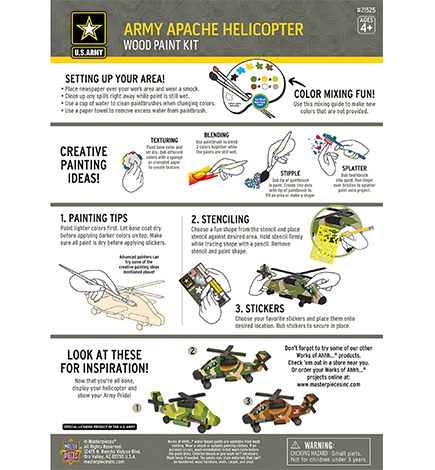 U.S. Army Apache Helicopter Licensed Wood Paint Kit (W108)