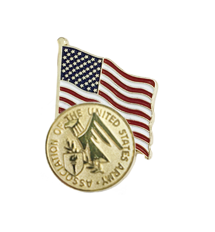 Lapel Pin with American Flag and AUSA Emblem (M107)